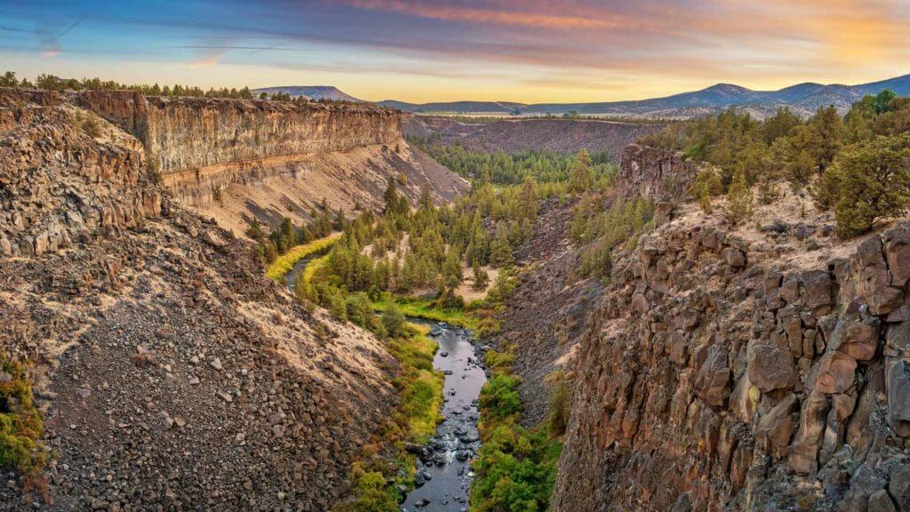drone view of scenic river canyon