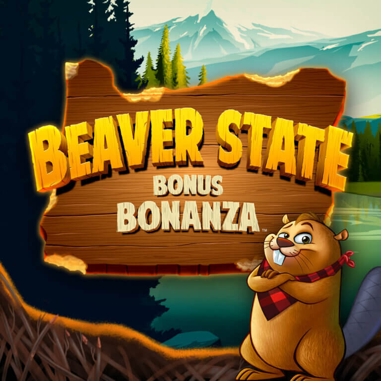 Beaver in front of Beaver State sign