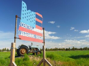 Stylized American flag sign for Central Oregon Veterans Ranch