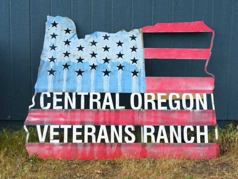 Stylized American flag sign for Central Oregon Veterans Ranch