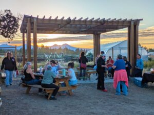Community members gather for a shared meal